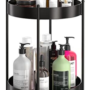 EKNITEY Bathroom Vanity Countertop Organizer - 2 Tier Makeup Counter Organizer Small Tiered Trays for Home and Kitchen (Black)