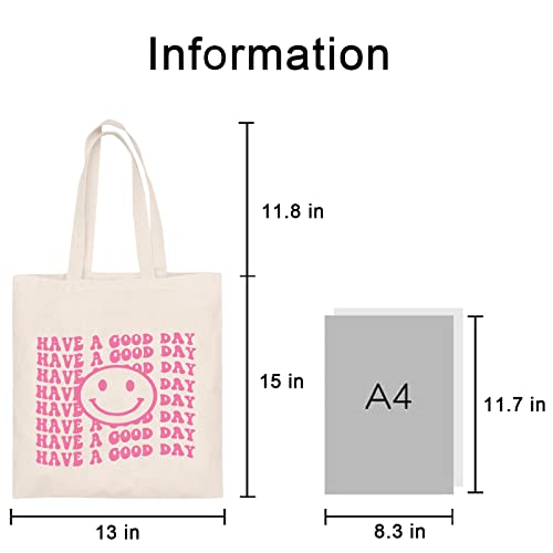 Kimoli Canvas Aesthetic Tote Bag for Women Beach Bag Shopping Bags School Shoulder Bag Reusable Grocery Bags