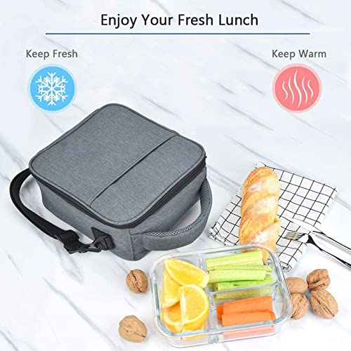 Insulated Lunch Bag for Men Aldult Women - Lunch Box with Combination Lock Soft Reusable Cooler Bag for Office Work School (Grey)