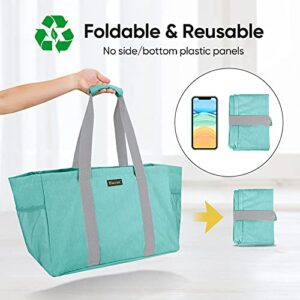 BALEINE Soft 9 Gallon Extra Large Utility Tote, Foldable Reusable Storage Bag (Sea Green)