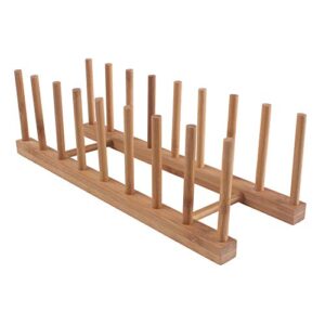 z zicome 8-slots bamboo wooden dish rack storage organization plate rack stand pot lid holder kitchen cabinet organizer