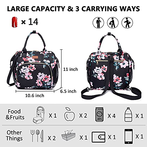 MCBD Lunch bags Insulated Lunch Box for Women,3 Carrying Way Large Tote Bag,Leakproof Reusable Cooler Backpack with Adjustable Shoulder Strap for School Office Picnic Beach