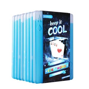 oicepack 8 x ice packs for lunch box, freezer ice packs slim long lasting cool packs for lunch bags and cooler, poker design