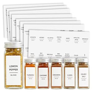 Talented Kitchen 140 Spice Labels Stickers, Preprinted White Minimalist Spice Jar Labels for Herbs Seasonings, Kitchen Spice Rack Pantry Organization, Black Text (Water Resistant)