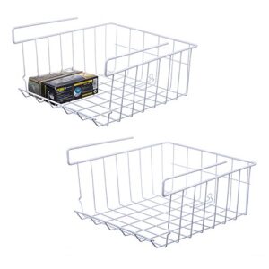 lonian stackable hanging basket, 2-pack under shelf hanging metal wire storage basket for kitchen, office, pantry, bathroom, cabinet