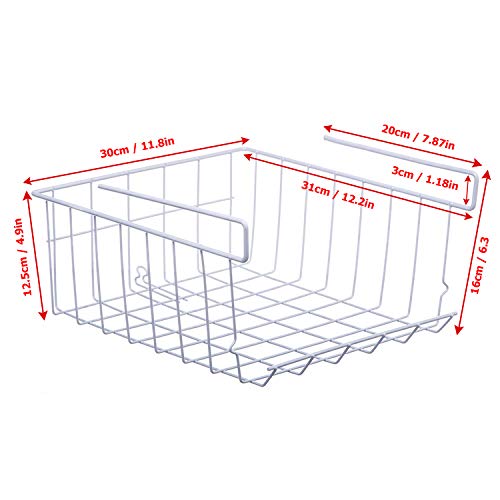 Lonian Stackable Hanging Basket, 2-Pack Under Shelf Hanging Metal Wire Storage Basket for Kitchen, Office, Pantry, Bathroom, Cabinet