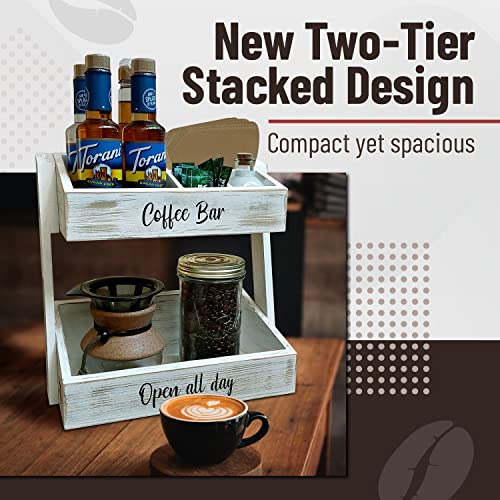 Kraft Kitchen 2 Tier Coffee Bar Organizer - Coffee Station Organizer for Countertop - Coffee Bar Accessories and Organizer - Coffee Organizer Station - Coffee Bar Decor - Coffee Bar Essentials