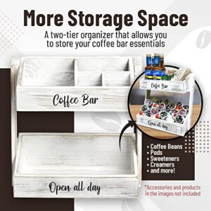 Kraft Kitchen 2 Tier Coffee Bar Organizer - Coffee Station Organizer for Countertop - Coffee Bar Accessories and Organizer - Coffee Organizer Station - Coffee Bar Decor - Coffee Bar Essentials