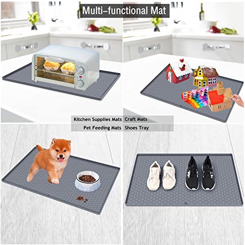 Under Sink Mat - 34" x 22" Waterproof Under Sink Kitchen Cabinet Mat with Drain Hole,Kitchen Bathroom Cabinet Floors Mat,Silicone Under Sink Mat,Flexible Under Sink Mats