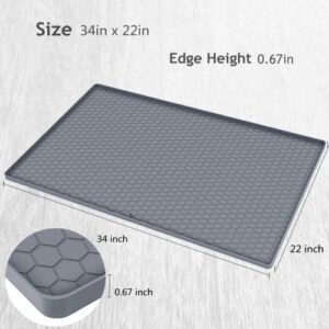 Under Sink Mat - 34" x 22" Waterproof Under Sink Kitchen Cabinet Mat with Drain Hole,Kitchen Bathroom Cabinet Floors Mat,Silicone Under Sink Mat,Flexible Under Sink Mats