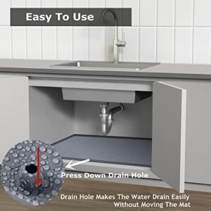 Under Sink Mat - 34" x 22" Waterproof Under Sink Kitchen Cabinet Mat with Drain Hole,Kitchen Bathroom Cabinet Floors Mat,Silicone Under Sink Mat,Flexible Under Sink Mats