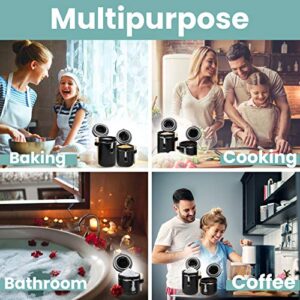 Home Intuition 4-Piece Ceramic Kitchen Canisters Set, Airtight Containers with Wooden Spoons Reusable Chalk Labels and Marker for Sugar, Coffee, Flour, Tea (Black)