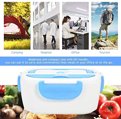 VECH Electric Heating Lunch Box Food Heater Portable Lunch Containers Warming Bento Box for Home & Office Use 110V Heat up Lunch Box (Blue)
