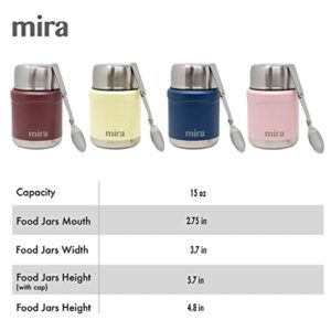 MIRA Lunch, Food Jar - Vacuum Insulated Stainless Steel Lunch Thermos with Portable Folding Spoon - 15 oz (450 ml) - Hawaiian Blue