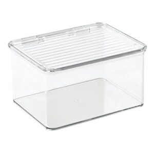 idesign recycled plastic pantry and kitchen storage, freezer and fridge organizer lidded bin – 6.75” x 5.75” x 3.75”, clear