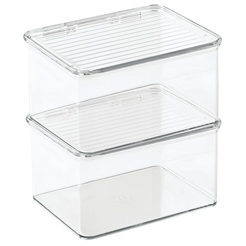 iDesign Recycled Plastic Pantry and Kitchen Storage, Freezer and Fridge Organizer Lidded Bin – 6.75” x 5.75” x 3.75”, Clear