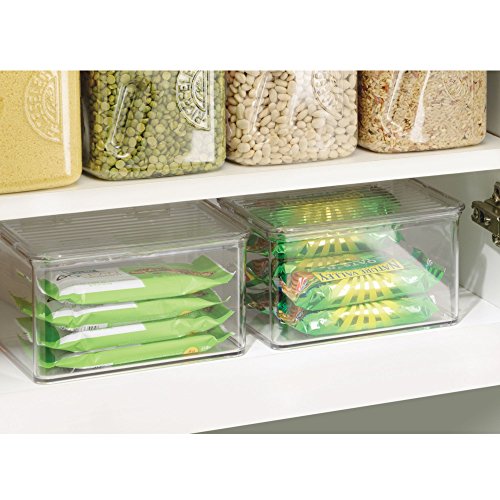 iDesign Recycled Plastic Pantry and Kitchen Storage, Freezer and Fridge Organizer Lidded Bin – 6.75” x 5.75” x 3.75”, Clear