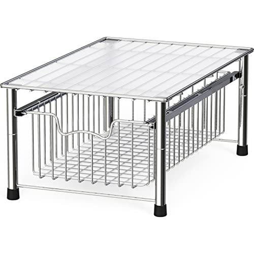 Simple Houseware Stackable Basket Drawer, Chrome