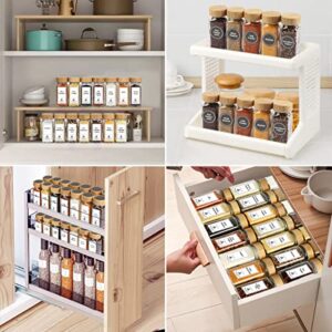 VIVAIVE Spice Jars with Labels,24 Pcs 4oz Glass Spice Jars with Bamboo Lid and 648 Waterproof Printed Labels,2 Salt and Pepper Grinder Set,Empty Spice Containers Bottles for Pantry,Cabinet,Drawer