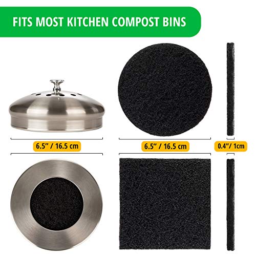 Epohpeek Compost Bin Filters Charcoal - Filter Replacement for Kitchen Pail Composter, 12 Pack Extra Thick (1cm) Fits Gallon Bucket Countertop Bins - Activated Carbon, 6 Round 6 Square, Both 6.5”