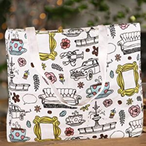 SANITRO Friends Forever [25th Anniversary Ed] Friends TV Show Merchandise Peephole Yellow Frame Kitchen Reusable Grocery Bags (m)