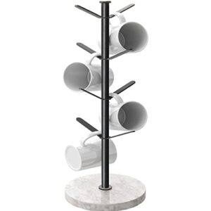 gypie marble mug holder tree, 8 hooks coffee cups stand, new upgraded stable mug stand for kitchen counter cabinet cafe black