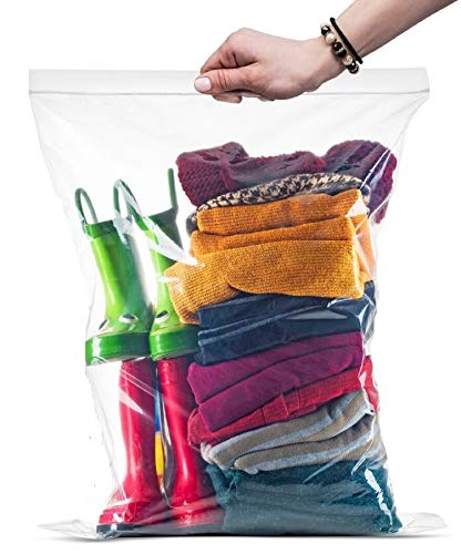 Extra Large Reclosable Roaster Food Storage Bag, 5 Gallon Big Size Strong Clear Heavy Plastic Bags, Easy Open & Close, 2 Mil Thick 18" x 24", 10 Pack