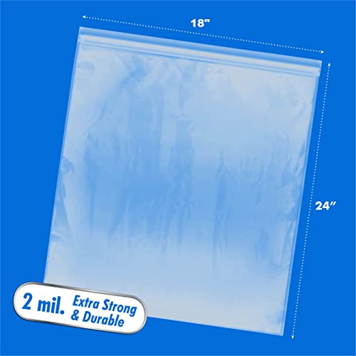 Extra Large Reclosable Roaster Food Storage Bag, 5 Gallon Big Size Strong Clear Heavy Plastic Bags, Easy Open & Close, 2 Mil Thick 18" x 24", 10 Pack