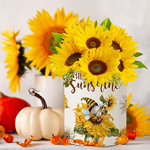 Rabbitable Sunflower Utensil Holder-Sunflower Kitchen Decor-Cooking Tools Sunflower Gnome Kitchen Gifts For Women-Modern Farmhouse Ceramic Utensil Crock with Non-slip mat for Home Table Party Decor