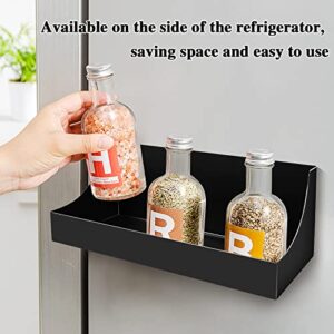 Magnetic Spice Rack for Refrigerator, Magnetic Shelf , Spice Rack Organizer for Holding Spices, Jars, Bottle, Beve (Black, 2Pack)