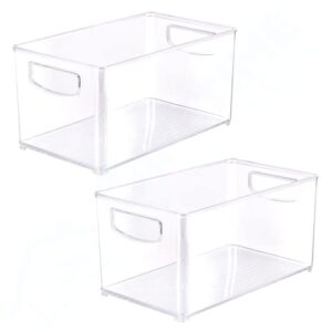 Lifetime Appliance Parts UPGRADED 2 x Clear Organizer Storage Bin with Handle Compatible with Kitchen I Best Compatible with Refrigerators, Cabinets & Food Pantry - 10" x 5" x 6"