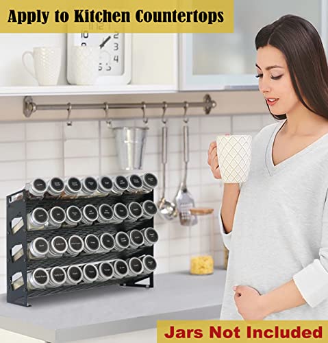 Ardier 4 Tier Countertop Spice Rack Organizer for Kitchen Cabinet Pantry or Wall Mount, Matte Black (Jars Not Included)