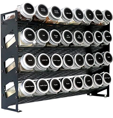 Ardier 4 Tier Countertop Spice Rack Organizer for Kitchen Cabinet Pantry or Wall Mount, Matte Black (Jars Not Included)