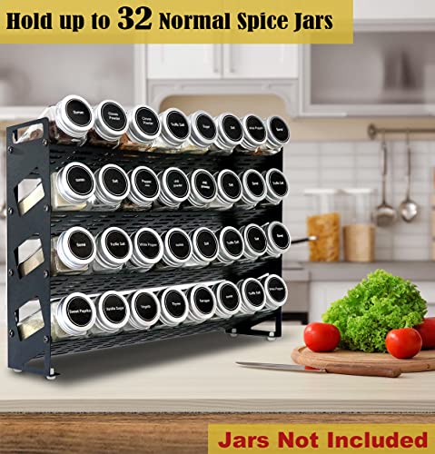 Ardier 4 Tier Countertop Spice Rack Organizer for Kitchen Cabinet Pantry or Wall Mount, Matte Black (Jars Not Included)