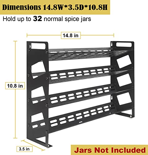 Ardier 4 Tier Countertop Spice Rack Organizer for Kitchen Cabinet Pantry or Wall Mount, Matte Black (Jars Not Included)