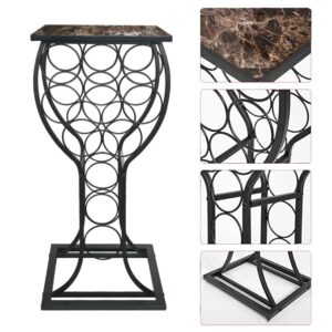 Kings Brand Furniture Metal with Marble Finish Top Wine Storage Organizer Display Rack Table, Black (FBA_WR1350)