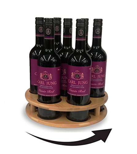 7 Bottles Capacity Coffee Syrup Rack- Rotating Syrup Bottle Holder Organizer- Kitchen Rack and Cobinet- Tabletop Freestanding Wine Rack- Lazy Susan for Bottle of Wine, Oil, Sauce, Alcohol