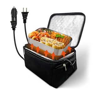 dibests portable oven 2 in 1 food warmer heated lunch box(12v car druck and 110v dual use) portable personal mini oven for prepared meals reheating & raw food cooking at office work and car truck