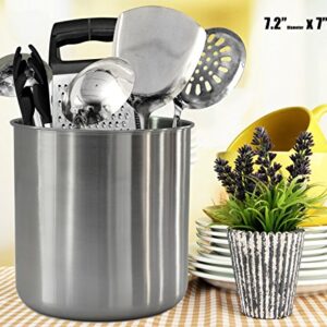 Estilo Stainless Steel Utensil Holder Jumbo, Kitchen Utensils Holder 7" x 7"