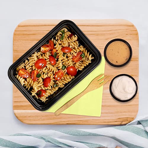 Plastic Meal Prep Container Set (28 Pieces) - 32 oz Food Storage Containers (14PCS) & 2 oz Sauce Cups with Lids (14PCS) - Microwavable & Freezable Reusable Lunch Boxes - BPA-Free Dishwasher Safe