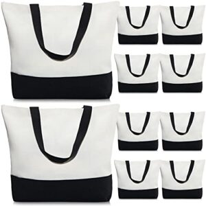 weewooday 10 pack canvas tote bag large reusable grocery bags blank tote bags bulk with handles diy cloth bags for shopping beach travel work school, 18.5 x 15 x 4.8 inches