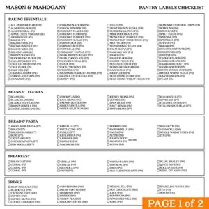 Mason & Mahogany 300 Pantry Labels for Food Containers, Kitchen Labels for Containers, Food Labels for Containers, Organization Labels for Storage Bins, Container Labels, Minimalist Labels
