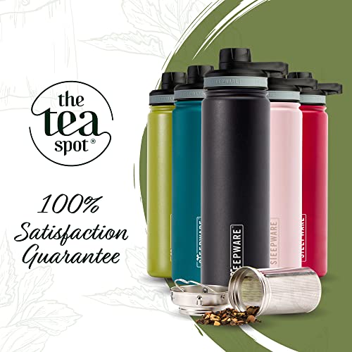 The Tea Spot Steepware Tea Tumbler and Thermos, 22oz, Tea Bottle with tea infuser for loose leaf tea or iced coffee, Sleek Double Wall Tumbler & Insulated Travel Bottle - Teal