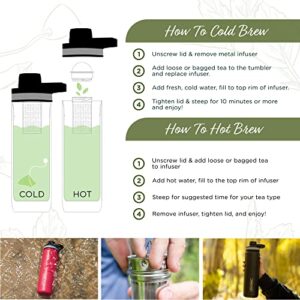 The Tea Spot Steepware Tea Tumbler and Thermos, 22oz, Tea Bottle with tea infuser for loose leaf tea or iced coffee, Sleek Double Wall Tumbler & Insulated Travel Bottle - Teal