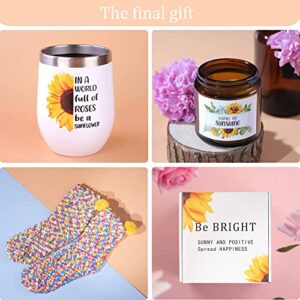 Sunflower Gifts For Women, Sunflower Gifts For Friends, Birthday Gifts For Women Her Mom Daughter, Spa Relaxing Gift For Sunflower Lover, Sunflower Necklaces, Sunflower Tumbler With Candle&Bath Bombs