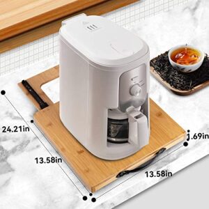 HomenComfy Wooden Kitchen Appliances Slider, Premium Multipurpose Under Cabinet Countertop Appliance Sliding Rolling Tray for Coffee Maker Toaster Blender Air Fryer Stand Mixer