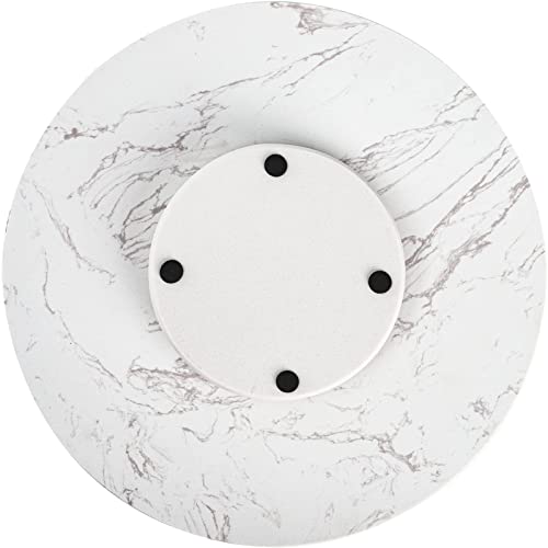 DEAYOU Marble Lazy Susan, Round Marble Tray Turntable Cake Stand, 12" Lazy Susan Cheese Board with Silent Rotating for Serving, Table Display, Cupcake, Food, White, Revolving Cake Leveler Spinner
