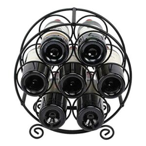 TreeLen Wine Racks Countertop, 7 Bottles Wine Organizer Stand, Metal Free Standing Wine Storage Holder, Water Bottle Holder Stand-Black