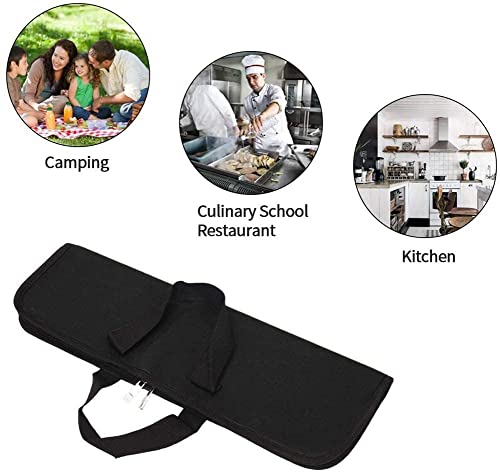 QEES Knife Roll,Knife Bag,Knife Case 4 Slots For Home Kitchen Knife Tools,Chef Knife Bag with Handle.Durable Knife Bags For Chefs Men Women Culinary Camping Working Traveling.Chef Knife Roll