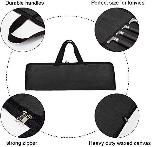 QEES Knife Roll,Knife Bag,Knife Case 4 Slots For Home Kitchen Knife Tools,Chef Knife Bag with Handle.Durable Knife Bags For Chefs Men Women Culinary Camping Working Traveling.Chef Knife Roll